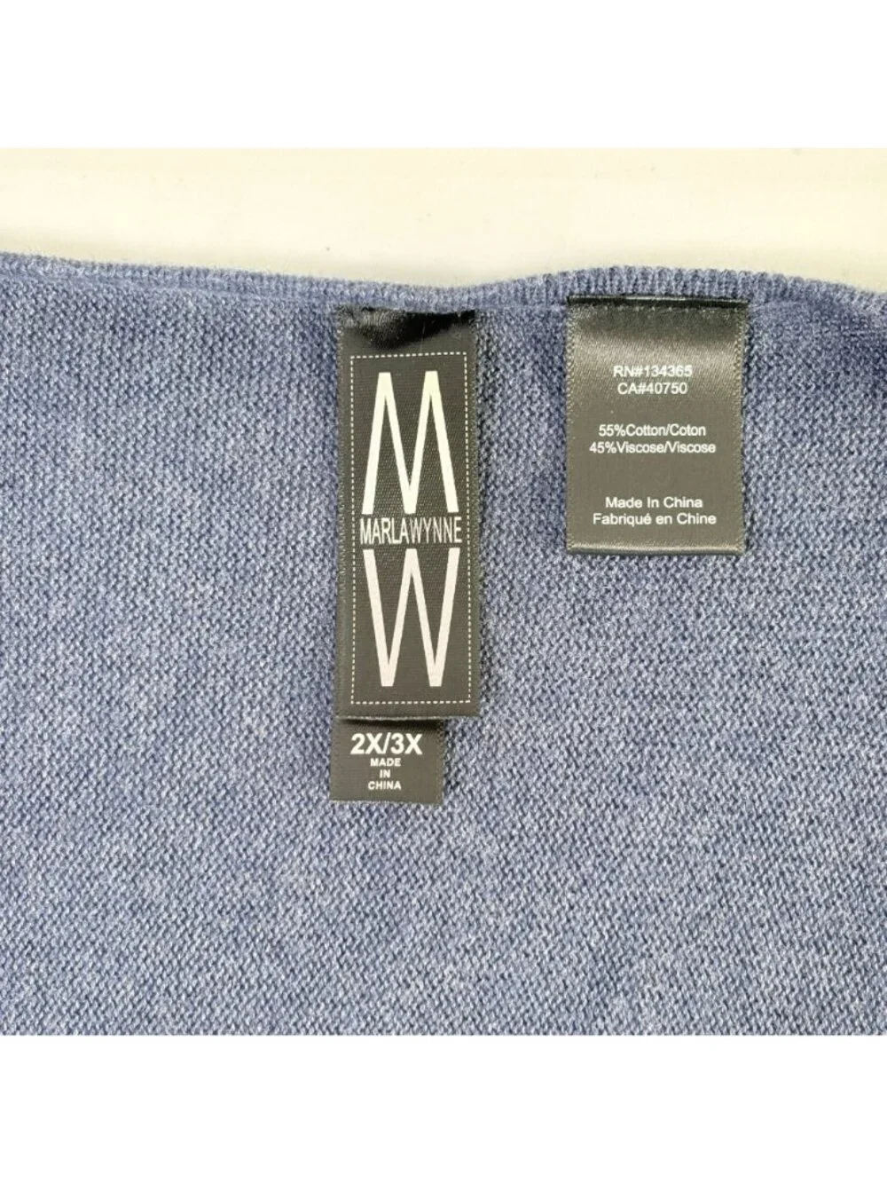 Maria Wynne Sweater Poncho‎ Womens 2X 3X Blue V Neck Kimono Sleeve Oversized
